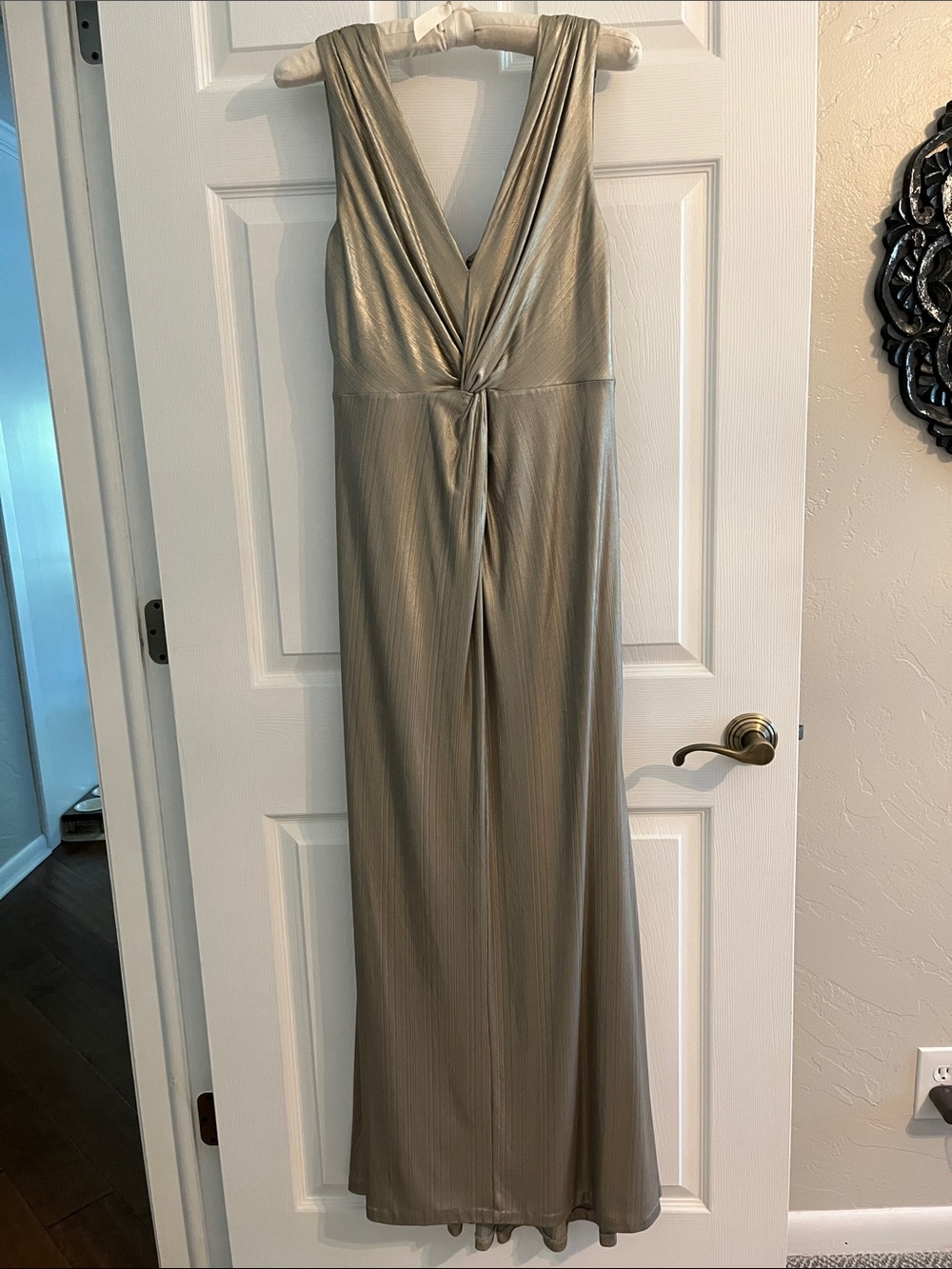 CALVIN KLEIN gold/taupe metallic evening gown - Picture 1 of 6